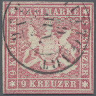 Württemberg - Marken Und Briefe: 1857, 9 Kr. Karminrosa, Sehr Gut Gerandet, K 2 - Sonstige & Ohne Zuordnung