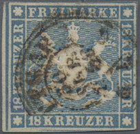 Württemberg - Marken Und Briefe: 1857, 18 Kr Hellblau Mit Seidenfaden Vom Linken - Other & Unclassified