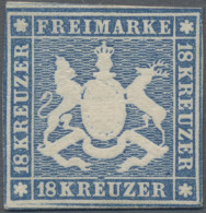 Württemberg - Marken Und Briefe: 1857 18 Kr. Blau, Ungebraucht Ohne Gummi, Farbf - Other & Unclassified