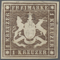 Württemberg - Marken Und Briefe: 1859, 1 Kr Dunkelbraun, Allseits Mit Voll- Bis - Sonstige & Ohne Zuordnung