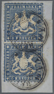 Württemberg - Marken Und Briefe: 1863, 6 Kr. Dunkelblau, Senkrechtes Paar, Oben - Otros & Sin Clasificación