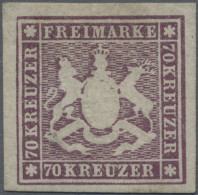 Württemberg - Marken Und Briefe: 1873, 70 Kreuzer Braunlila, Bogenfeld 2, Ungebr - Sonstige & Ohne Zuordnung