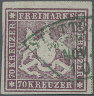 Württemberg - Marken Und Briefe: 1873, Wappen, 70 Kreuzer Violettbraun, Bogenfel - Autres & Non Classés