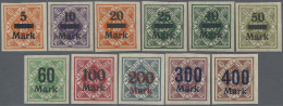 Württemberg - Marken Und Briefe: 1922/1923, 5 M Auf 10 Pf - 400 M Auf 3 M Dienst - Altri & Non Classificati