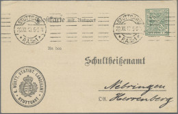 Württemberg - Ganzsachen: 1910, 5 Pfg., Frageteil Als Fernpostkarte Stuttgart - - Andere & Zonder Classificatie