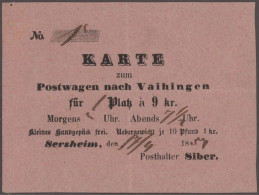 Württemberg - Besonderheiten: 1857, 17.4., Fahrschein Für Den Postwagen Von Sers - Otros & Sin Clasificación