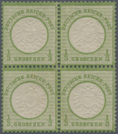 Deutsches Reich - Brustschild: 1872 Großer Schild ⅓ Gr. Grün Im Viererblock, Obe - Unused Stamps