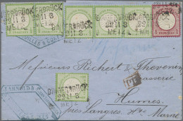 Deutsches Reich - Brustschild: 1872, ⅓ Gr Gelblichgrün Im Waagerechten Dreierstr - Brieven En Documenten