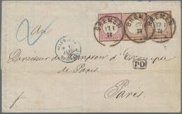 Deutsches Reich - Brustschild: 1872, Großer Schild 2½ Gr. Braun, Zwei Werte, Zus - Storia Postale