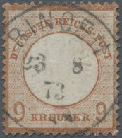 Deutsches Reich - Brustschild: 1872, Großer Schild 9 Kr. Mittelrötlichbraun, Sau - Oblitérés