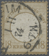 Deutsches Reich - Brustschild: 1872, 18 Kr. Ockerbraun Großer Schild, üblich Gez - Usados