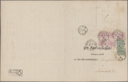 Deutsches Reich - Pfennig: 1881, 2 X 3 Pf Grün, Davon Eine Marke Mit Anhängendem - Cartas & Documentos