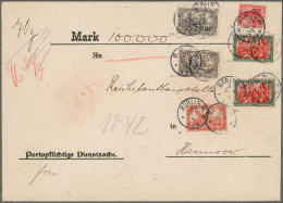 Deutsches Reich - Germania: 1914, Germania Friedensdruck, 5 Mark (2), 3 Mark (2) - Covers & Documents