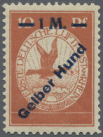 Deutsches Reich - Germania: 1912, Flugpost 1 M Auf 10 Pf Mit Aufdruck "Gelber Hu - Ongebruikt