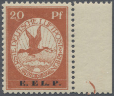 Deutsches Reich - Germania: 1912, Flugpost Rhein/Main, 20 Pf. Mit Aufdruck "E.EL - Unused Stamps