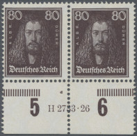 Deutsches Reich - Weimar: 1926 'Dürer' 80 Pf. Lilabraun, Unterrandpaar Mit HAN " - Unused Stamps