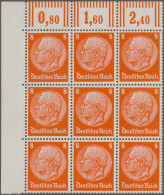 Deutsches Reich - 3. Reich: 1934, Freimarken 8 Pf Hindenburg Im Postfrischen 9er - Unused Stamps