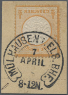Deutsches Reich - Hufeisenstempel: MÜLHAUSEN 1872, ½ Gr Orange Auf Kleinem, Attr - Maschinenstempel (EMA)