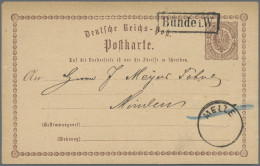 Deutsches Reich - Bahnpost: BUNDE I. W., Ra 1 Schwarz Auf Postkarte ½ Gr. - Altri & Non Classificati