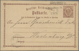Deutsches Reich - Bahnpost: KÖNIGSBERG PR. - LYCK, L 3 Schwarz Auf Postkarte ½ G - Otros & Sin Clasificación