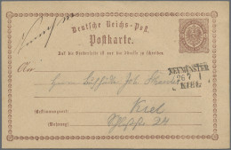 Deutsches Reich - Bahnpost: NEUMÜNSTER - KIEL, L 3 Schwarz Auf Postkarte ½ Gr. - Autres & Non Classés