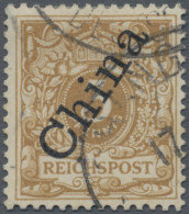 Deutsche Post In China: 1898, 3 Pfg. Hellocker, Steiler Aufdruck Gebraucht Mit K - China (offices)