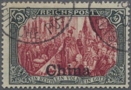 Deutsche Post In China: 1901-04 5 M. Grünschwarz/bräunlichkarmin Mit Nur Weißer - Chine (bureaux)