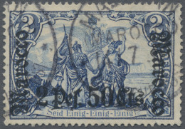 Deutsche Post In Marokko: 1906, 2 P. 50 C. Auf 2 Mark Schwärzlichblau, Mit Platt - Marocco (uffici)