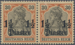 Deutsche Post In Der Türkei: 1905, Deutsches Reich, 1½ P. Auf 30 Pfg., Waagerech - Turkey (offices)