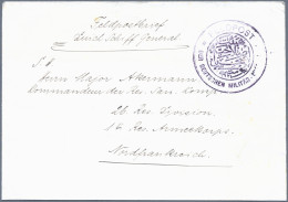 Militärmission: 1915, "FELDPOST * DER DEUTSCHEN MILITÄR-MISSION * " Provisorisch - Turquia (oficinas)