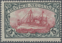 Deutsch-Neuguinea: 1914/19, Schiff Mit Wz., 5 Mk., Kriegsdruck, Mittelstück Type - Nouvelle-Guinée