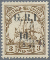 Deutsch-Neuguinea - Britische Besetzung: 1914: 1 D. Auf 3 Pf. Dunkelockerbraun, - German New Guinea