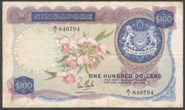 Singapore 100 Dollars Orchid Lim Kim San 1967 First Prefix A/1 VF No Tear - Singapore