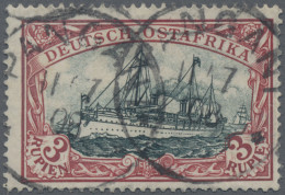 Deutsch-Ostafrika: 1901, 3 Rupien Rot/grünschwarz, Entwertet "PANGANI 11/7/08", - German East Africa