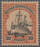 Deutsch-Südwestafrika: 1901, 30 Pfg. Schiffszeichnung Mit Plattenfehler "Striche - Sud-Ouest Africain Allemand