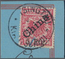 Deutsche Kolonien - Kiautschou: 1900, 5 Pfg. Auf 10 Pfg. Karmin Mit Diagonalem A - Kiautchou