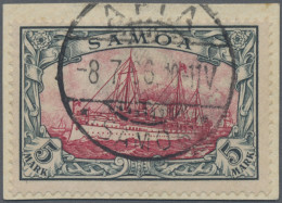 Deutsche Kolonien - Samoa: 1901, 5 M Grünschwarz/bräunlichkarmin, Gebraucht "API - Samoa