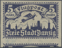 Danzig: 1921, 5 M. Flugpost UNDURCHSTOCHEN Mit Liegendem Wasserzeichen, Ungebrau - Altri & Non Classificati