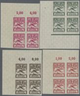 Danzig - Flugpost: 1924, 10 Pf.- 1 G. Flugpost In 4 Ungezähnten Eckrand-4er-Bloc - Other & Unclassified