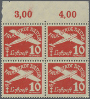 Danzig - Flugpost: 1935, 10 Pf. Flugpost Im Postfrischen Oberrand-4er-Block Mit - Otros & Sin Clasificación