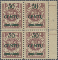 Memel: 1923, 50 C. A. 500 M., Viererblock Mit Rechts Anliegendem Zwischensteg, A - Memel (Klaipeda) 1923