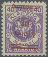 Memel: 1923, 30 C Auf 40 M Lebhaftgrauviolett Mit ROTEM Statt Grünem Aufdruck, G - Memel (Klaïpeda) 1923