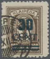 Memel: 1923, 30 C. Grünaufdruck, Aufdrucktype I, Schwarzgrüner Blockzifferaufdru - Memelland 1923