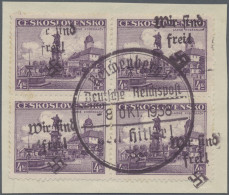 Sudetenland - Reichenberg: 1938, Tschechische 4 Kronen Freimarke Mit Handstempel - Sudetenland