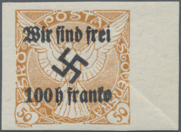 Sudetenland - Rumburg: 1938, 50 H Orange Zeitungsmarke Mit Aufdruck "Wir Sind Fr - Sudetes