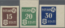 Dt. Besetzung II WK - Estland: 1941, Freimarken Landespost Ungezähnt, Drei Werte - Ocupación 1938 – 45