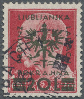 Dt. Besetzung II WK - Laibach: 1944, 20 L Auf 20 C Rot, Aufdruck II Schwarzgrün, - Besetzungen 1938-45