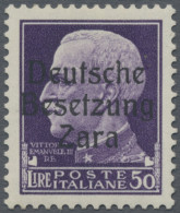 Dt. Besetzung II WK - Zara: 1943, 50 Lire Schwärzlichgrauviolett Freimarke "Seri - Occupazione 1938 – 45