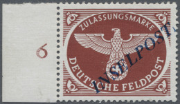 Feldpostmarken: 1944, Inselpost-Zulassungsmarke, Gezähnt Vom Linken Bogenrand, M - Autres & Non Classés