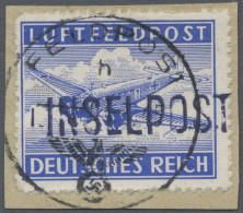 Feldpostmarken: INSEL LEROS, 1945, Zulassungsmarke, Durchstochen, Auf Briefstück - Autres & Non Classés